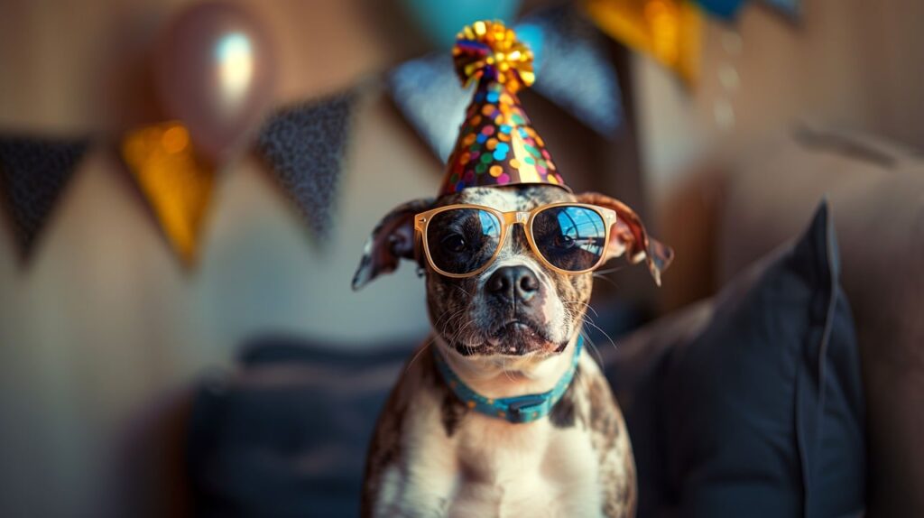 ai generated, dog, party hat